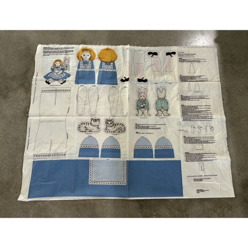 Alice and Wonderland‎ Cut & Sew Fabric Panel  By VIP Cranston White Rabbit & Cat